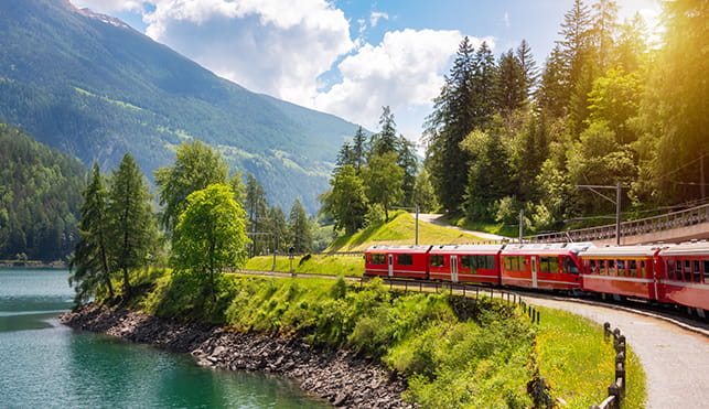 Beautiful view with train running through